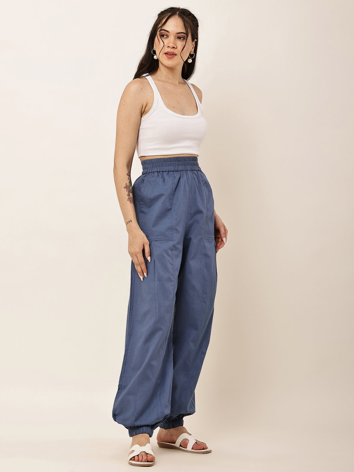 Luna Utility Joggers — Steel Blue