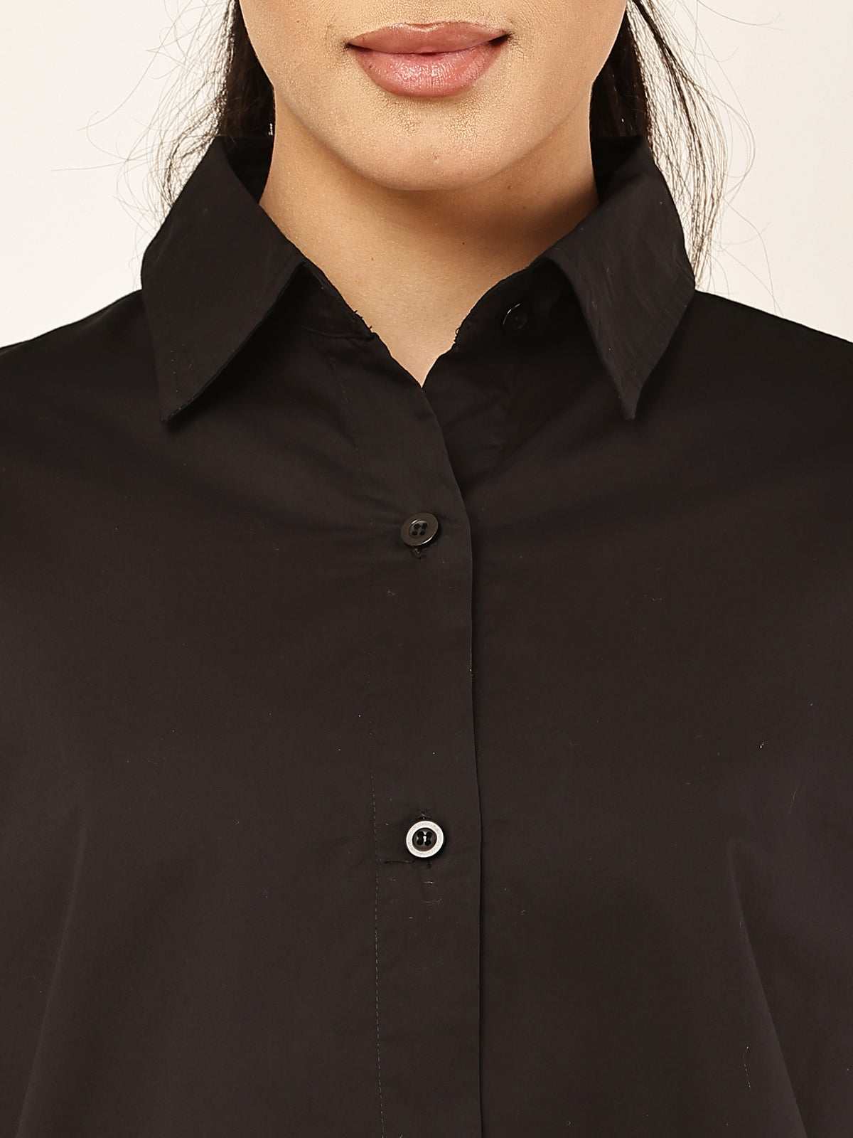 Oversized Crop Shirt — Black